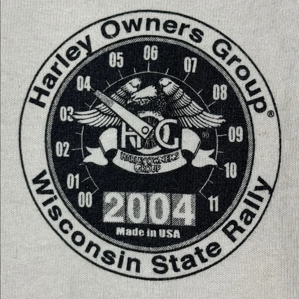 Vintage Harley Owners Group Wisconsin State Rally 2004 Long Sleeve Henley Medium